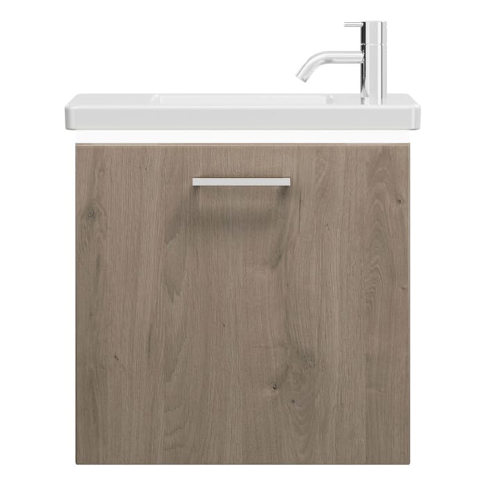 burgbad Eqio Waschtischkombination mit Keramik-Waschtisch mit LED-Beleuchtung, 53 cm, mit Stangengriff P95