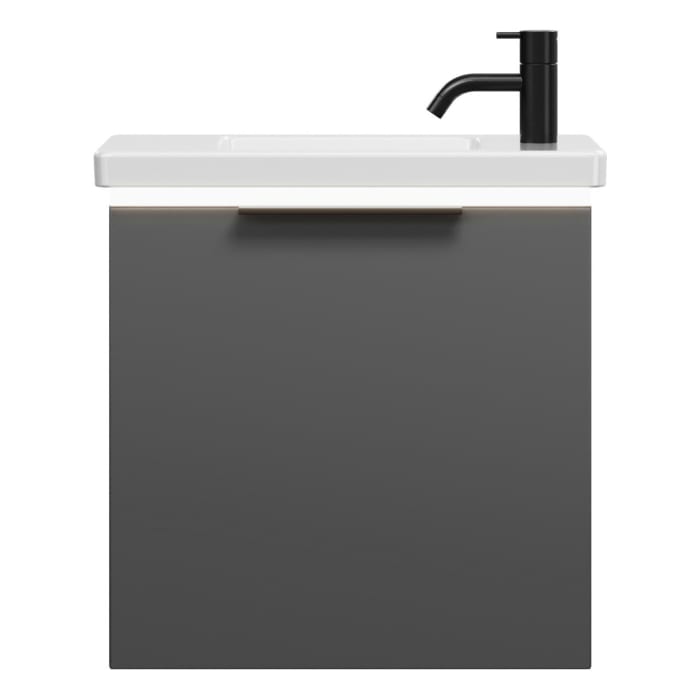 burgbad Eqio Waschtischkombination mit Keramik-Waschtisch mit LED-Beleuchtung, 53 cm, mit Griff G0200