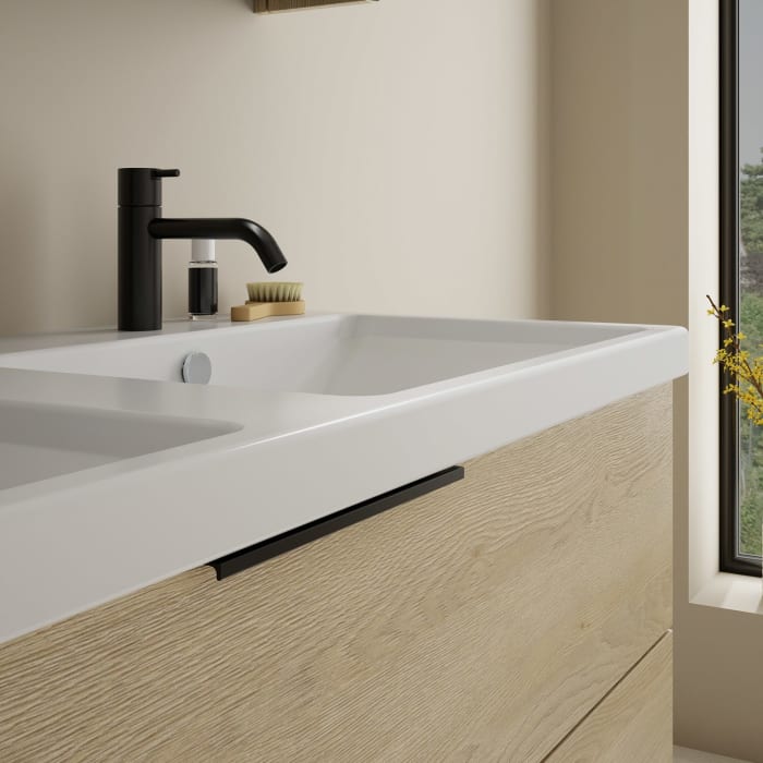 burgbad Eqio Waschtischkombination mit Keramik-Doppelwaschtisch, 123 cm, mit Griff G0200