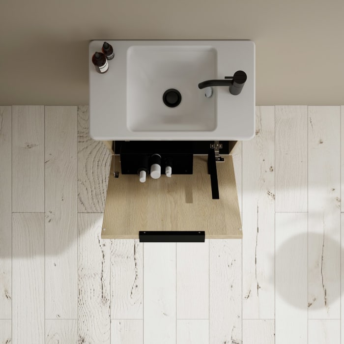 burgbad Eqio Waschtischkombination mit Keramik-Waschtisch, 53 cm, mit Griff G0200