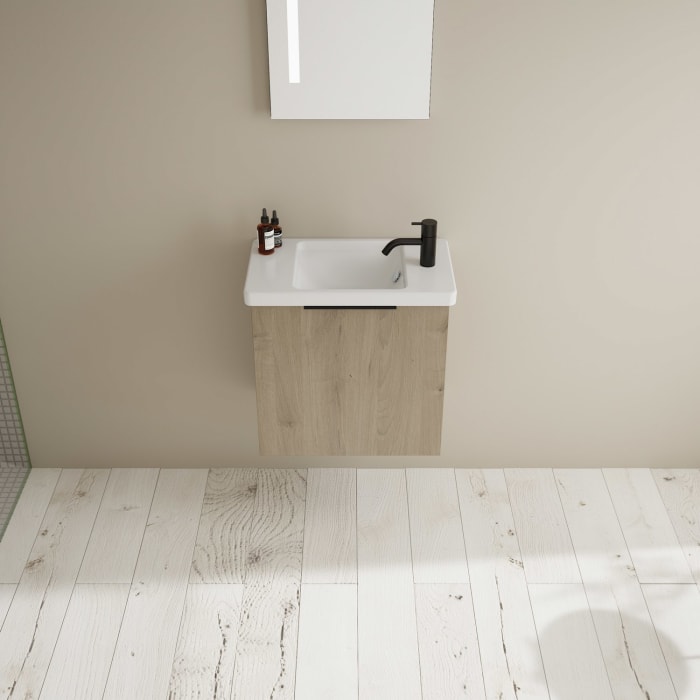 burgbad Eqio Waschtischkombination mit Keramik-Waschtisch, 53 cm, mit Griff G0200