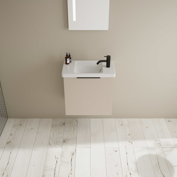 burgbad Eqio Waschtischkombination mit Keramik-Waschtisch, 53 cm, mit Griff G0200