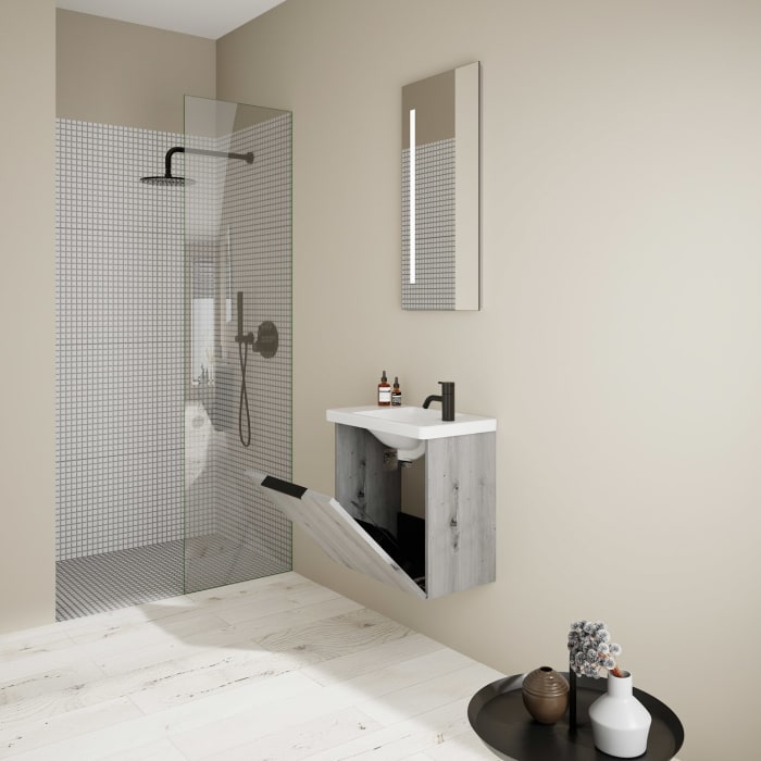 burgbad Eqio Waschtischkombination mit Keramik-Waschtisch, 53 cm, mit Griff G0200