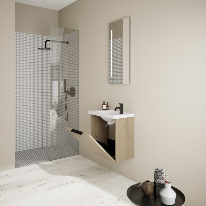 burgbad Eqio Waschtischkombination mit Keramik-Waschtisch, 53 cm, mit Griff G0200