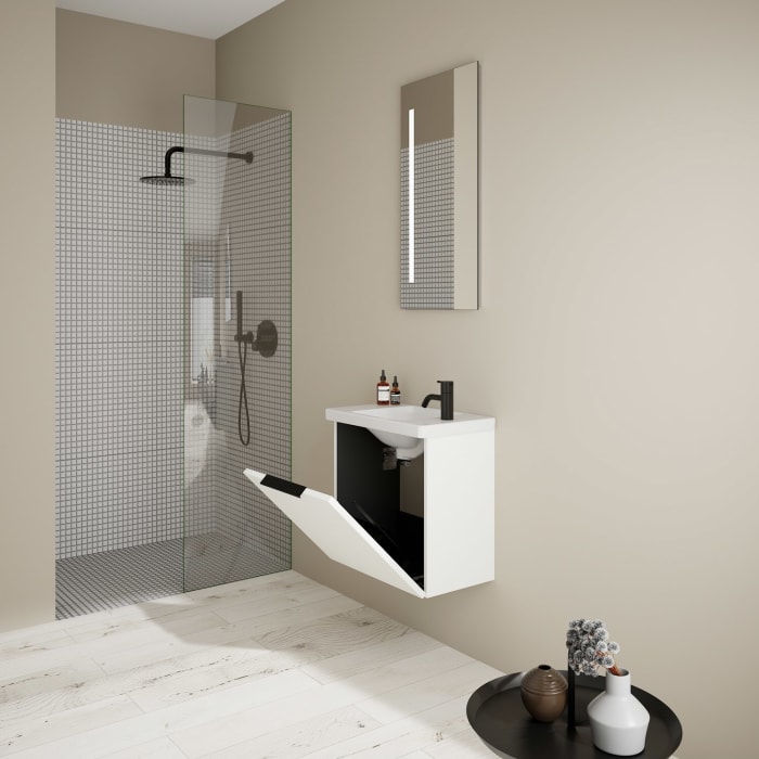 burgbad Eqio Waschtischkombination mit Keramik-Waschtisch, 53 cm, mit Griff G0200