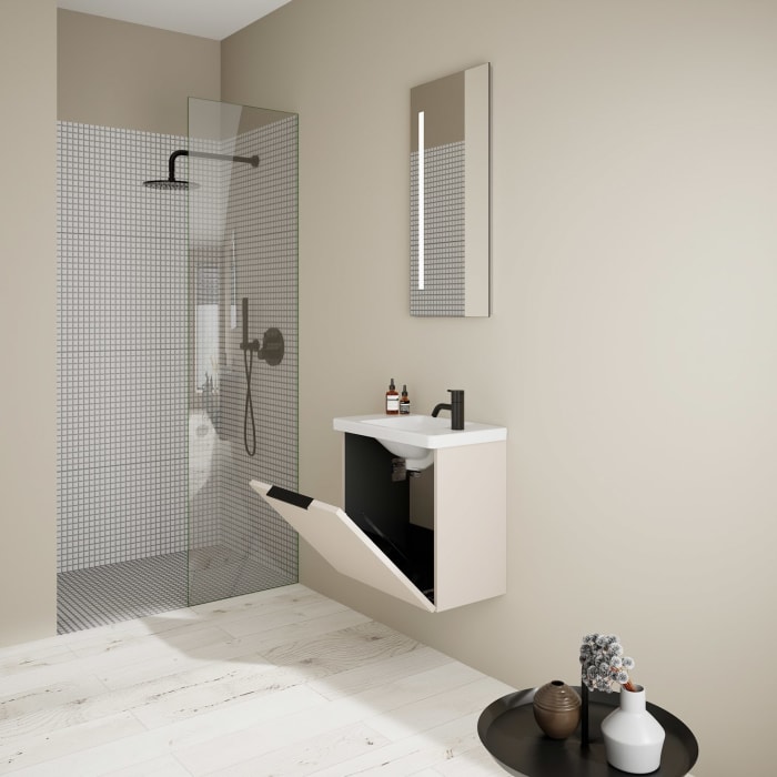 burgbad Eqio Waschtischkombination mit Keramik-Waschtisch, 53 cm, mit Griff G0200