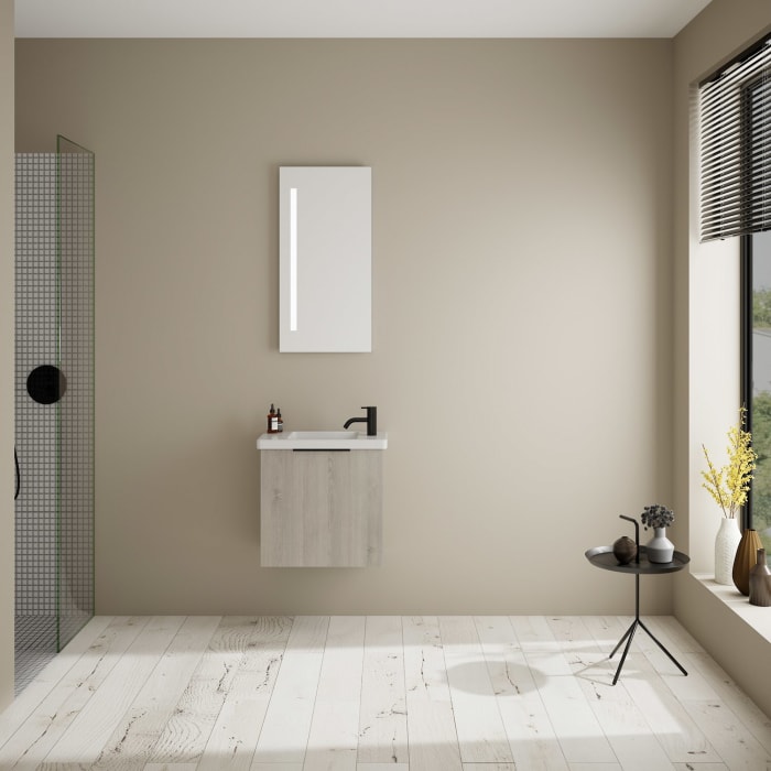 burgbad Eqio Waschtischkombination mit Keramik-Waschtisch, 53 cm, mit Griff G0200