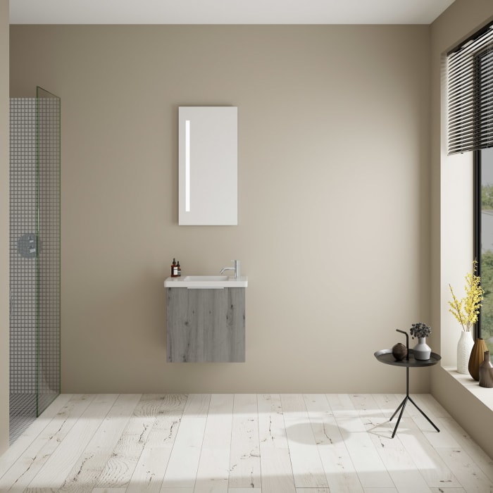 burgbad Eqio Waschtischkombination mit Keramik-Waschtisch, 53 cm, mit Griff G0146