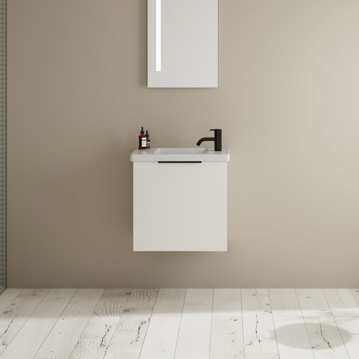 burgbad Eqio Waschtischkombination mit Keramik-Waschtisch, 53 cm, mit Griff G0200