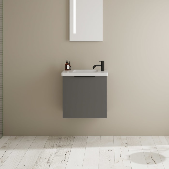 burgbad Eqio Waschtischkombination mit Keramik-Waschtisch, 53 cm, mit Griff G0200