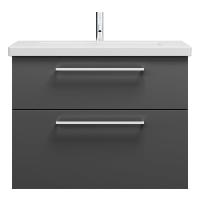 burgbad Eqio Waschtischkombination mit Keramik-Waschtisch, 83 cm, mit Stangengriff P95