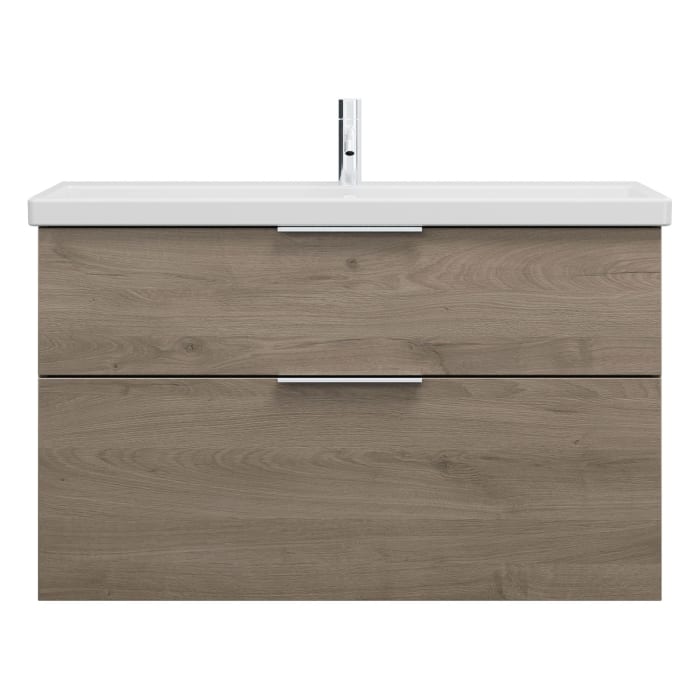 burgbad Eqio Waschtischkombination mit Keramik-Waschtisch, 103 cm, mit Griff G0146