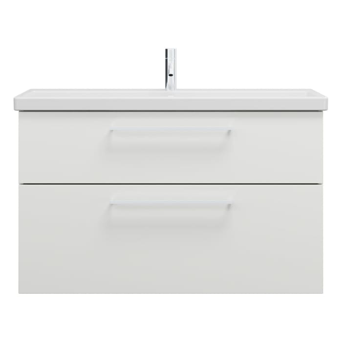 burgbad Eqio Waschtischkombination mit Keramik-Waschtisch, 103 cm, mit Stangengriff P95