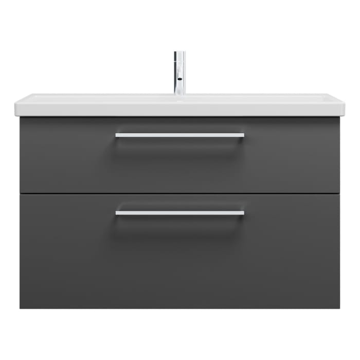 burgbad Eqio Waschtischkombination mit Keramik-Waschtisch, 103 cm, mit Stangengriff P95