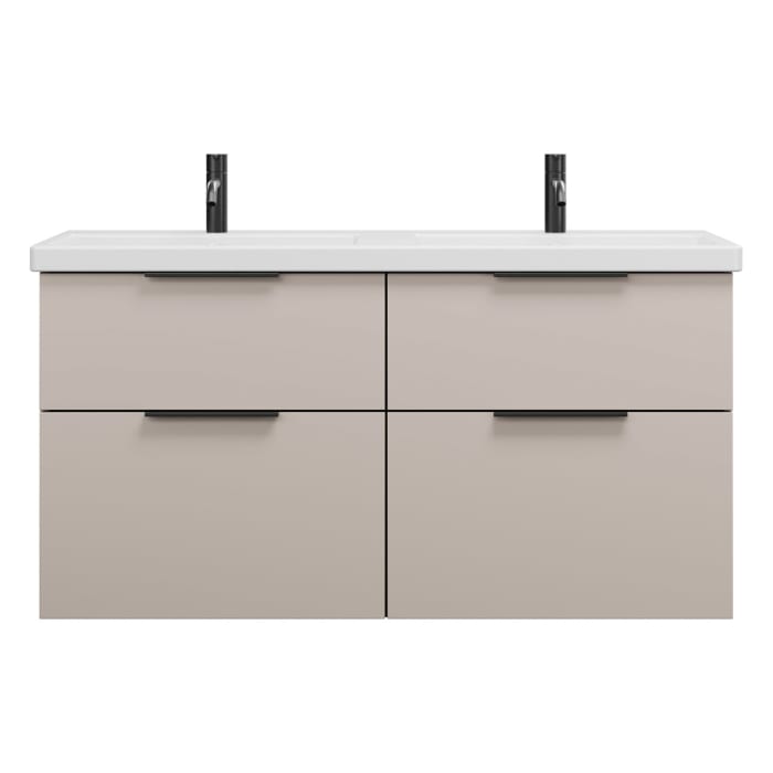 burgbad Eqio Waschtischkombination mit Keramik-Doppelwaschtisch, 123 cm, mit Griff G0200