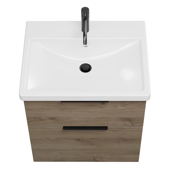 burgbad Eqio Waschtischkombination mit Keramik-Waschtisch, 63 cm, mit Griff G0200