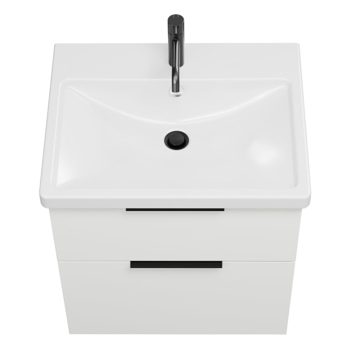 burgbad Eqio Waschtischkombination mit Keramik-Waschtisch, 63 cm, mit Griff G0200