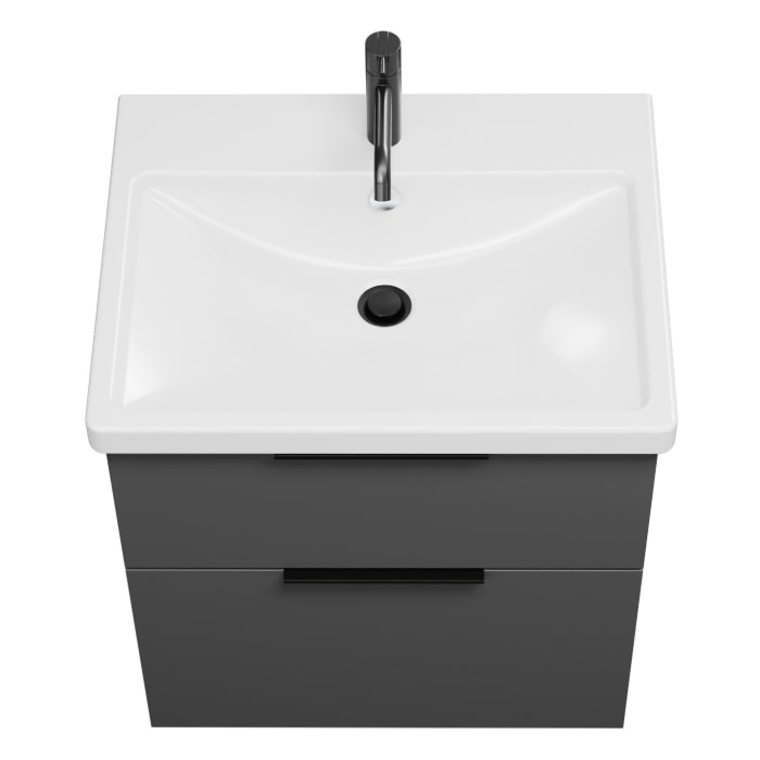 burgbad Eqio Waschtischkombination mit Keramik-Waschtisch, 63 cm, mit Griff G0200