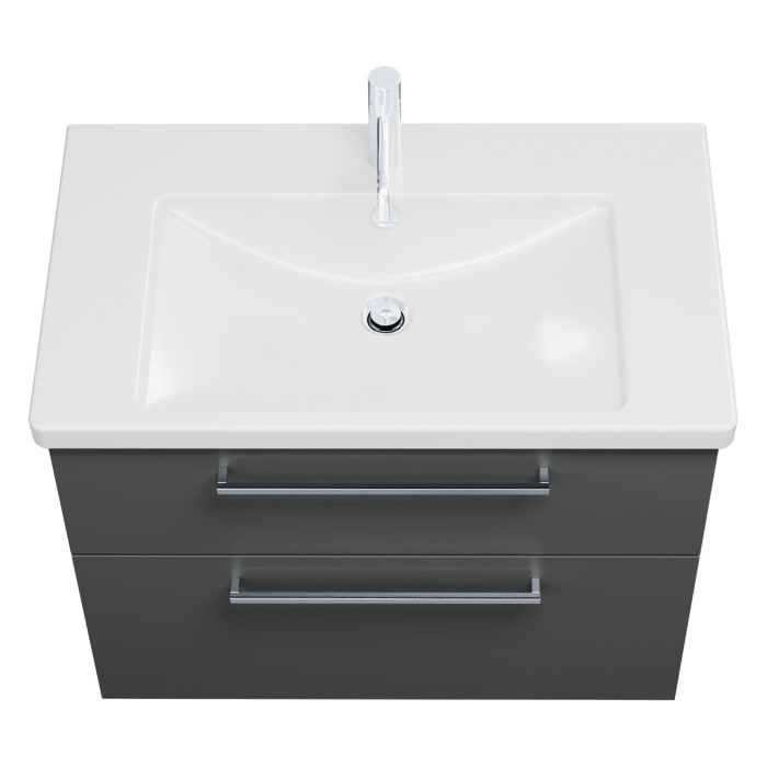 burgbad Eqio Waschtischkombination mit Keramik-Waschtisch, 83 cm, mit Stangengriff P95