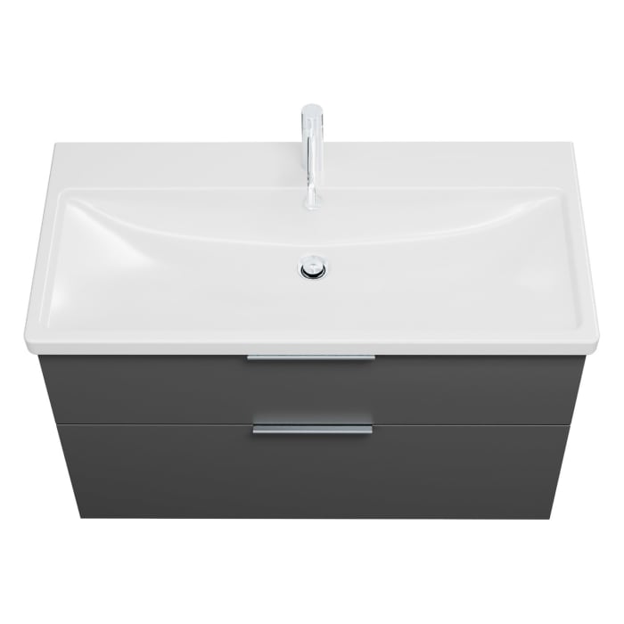 burgbad Eqio Waschtischkombination mit Keramik-Waschtisch, 103 cm, mit Griff G0146