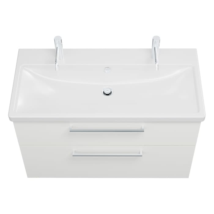 burgbad Eqio Waschtischkombination mit Keramik-Waschtisch, 103 cm, mit Stangengriff P95