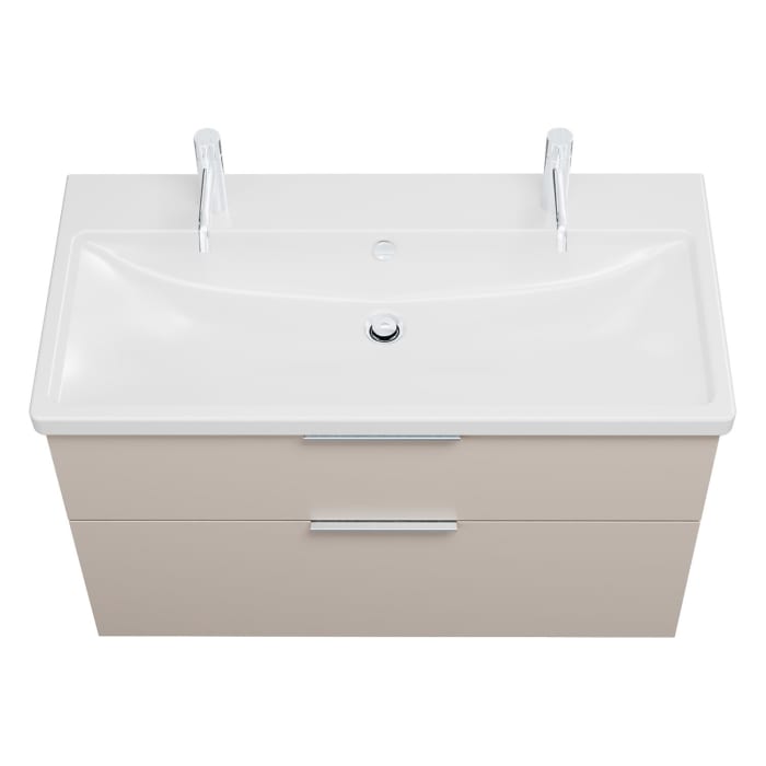 burgbad Eqio Waschtischkombination mit Keramik-Waschtisch, 103 cm, mit Griff G0146