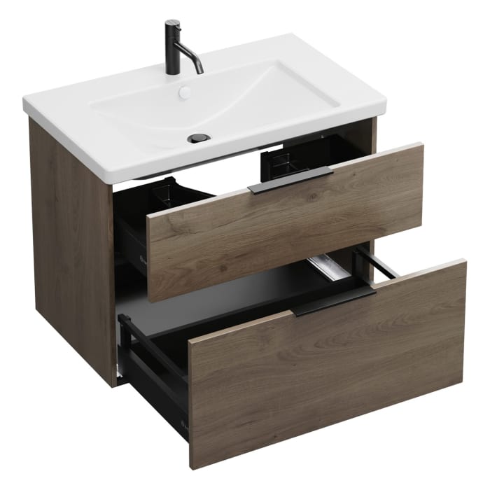 burgbad Eqio Waschtischkombination mit Keramik-Waschtisch, 83 cm, mit Griff G0200