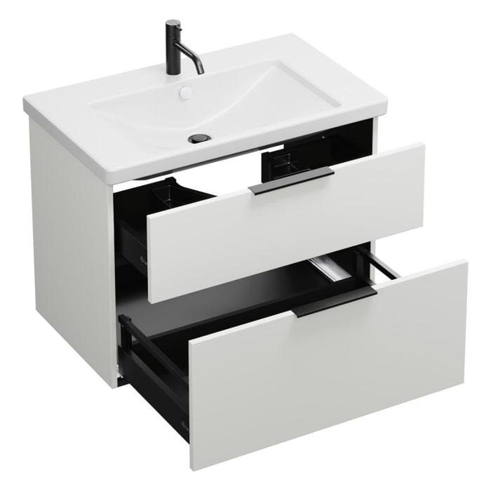 burgbad Eqio Waschtischkombination mit Keramik-Waschtisch, 83 cm, mit Griff G0200