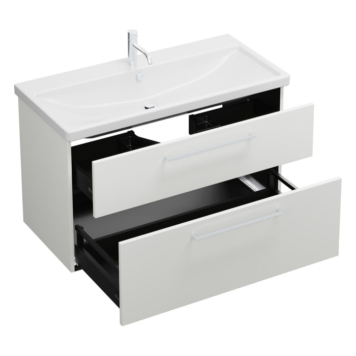 burgbad Eqio Waschtischkombination mit Keramik-Waschtisch, 103 cm, mit Stangengriff P95