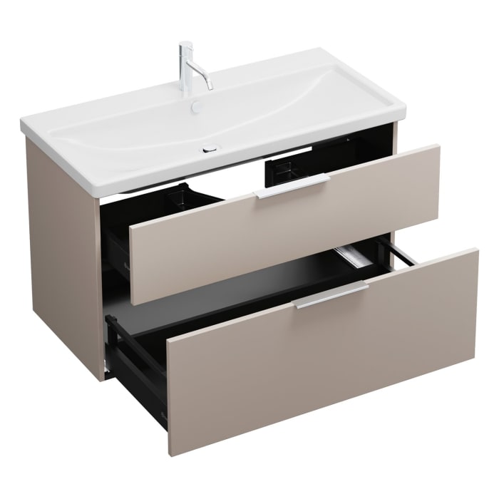 burgbad Eqio Waschtischkombination mit Keramik-Waschtisch, 103 cm, mit Griff G0146