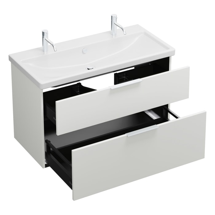 burgbad Eqio Waschtischkombination mit Keramik-Waschtisch, 103 cm, mit Griff G0146