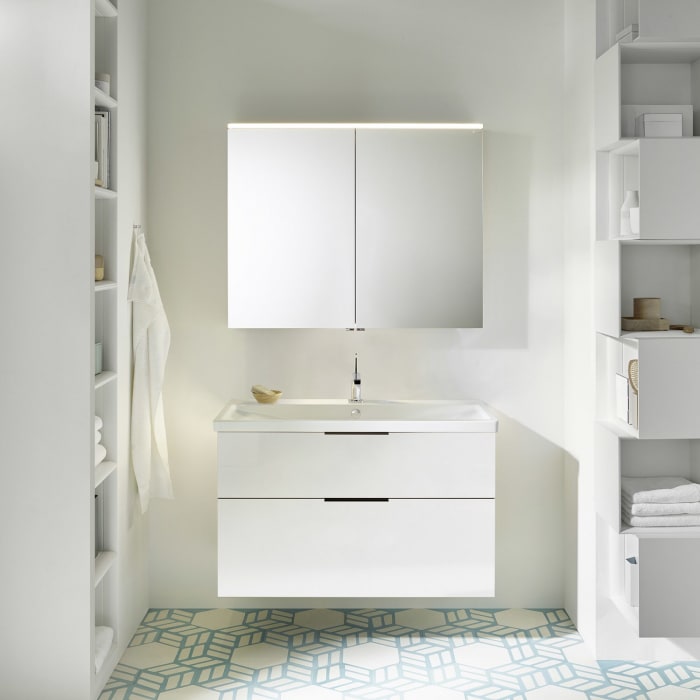 burgbad Eqio Waschtischkombination mit Keramik-Waschtisch, 103 cm, mit Griff G0146