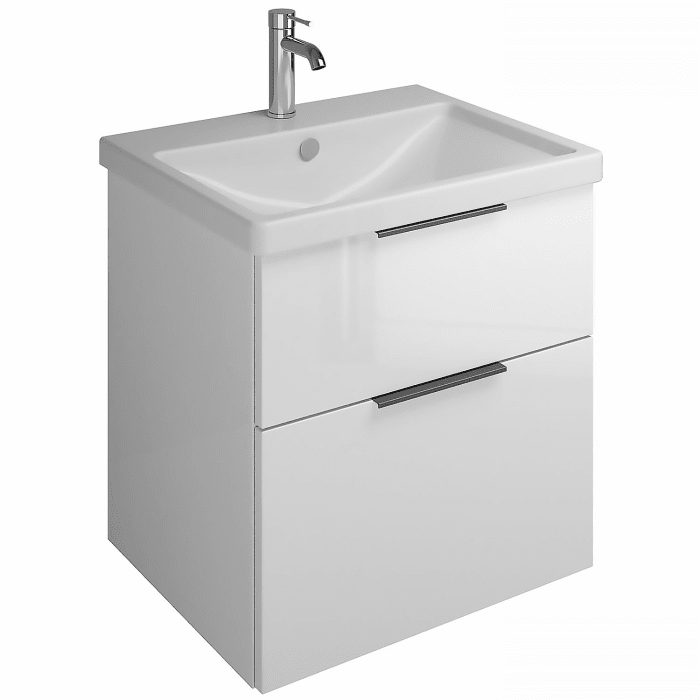 burgbad Eqio Waschtischkombination mit Keramik-Waschtisch, 63 cm, mit Griff G0200