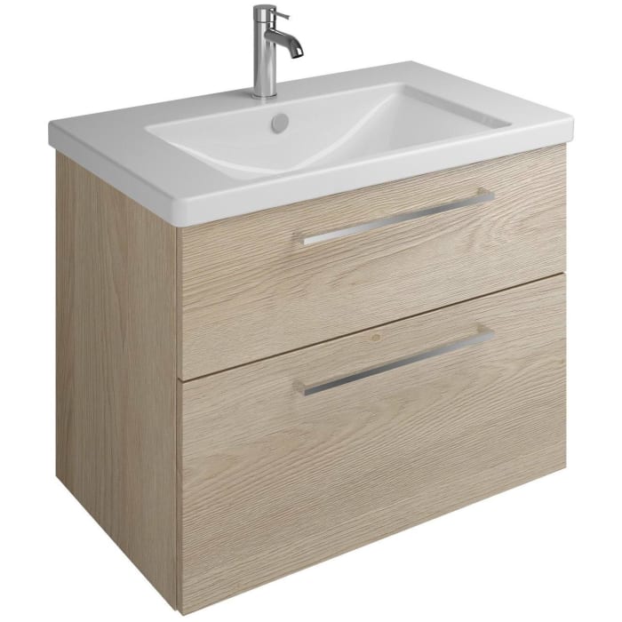 burgbad Eqio Waschtischkombination mit Keramik-Waschtisch, 83 cm, mit Stangengriff P95