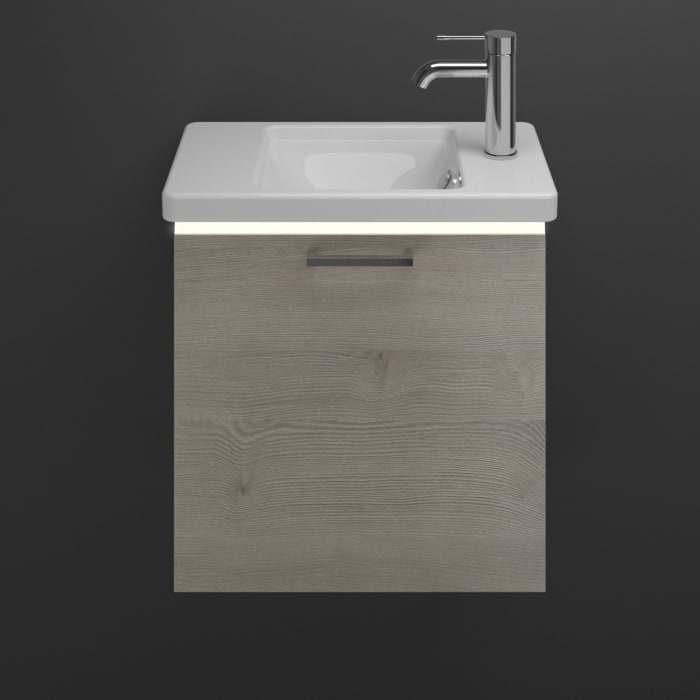 burgbad Eqio Waschtischkombination mit Keramik-Waschtisch mit LED-Beleuchtung, 53 cm, mit Stangengriff P95