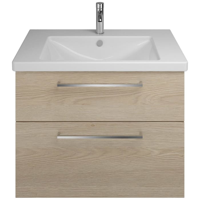 burgbad Eqio Waschtischkombination mit Keramik-Waschtisch, 83 cm, mit Stangengriff P95