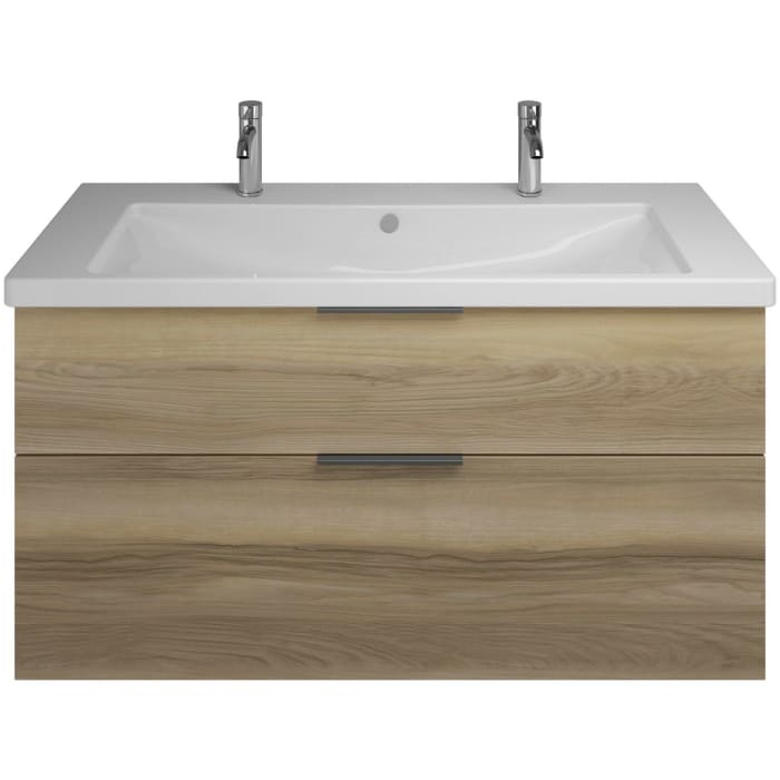 burgbad Eqio Waschtischkombination mit Keramik-Waschtisch, 123 cm, mit Griff G0200