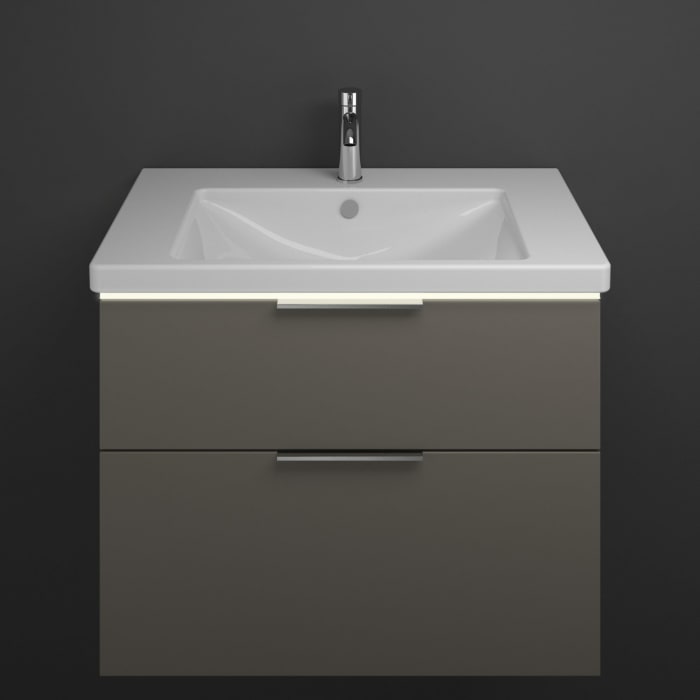 burgbad Eqio Waschtischkombination mit Keramik-Waschtisch mit LED-Beleuchtung, 83 cm, mit Griff G0146