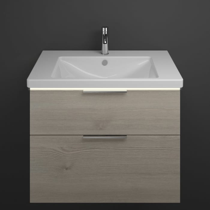 burgbad Eqio Waschtischkombination mit Keramik-Waschtisch mit LED-Beleuchtung, 83 cm, mit Griff G0146