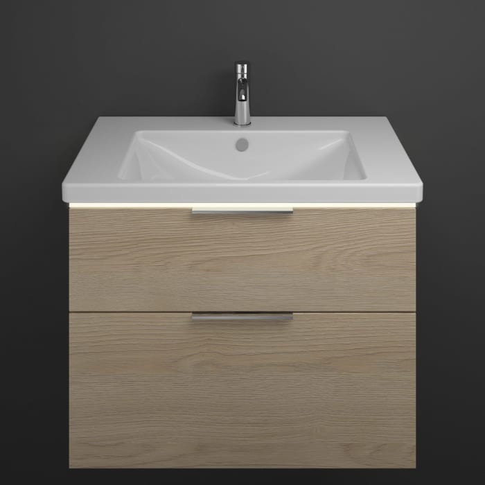 burgbad Eqio Waschtischkombination mit Keramik-Waschtisch mit LED-Beleuchtung, 83 cm, mit Griff G0146