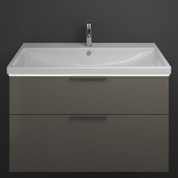 burgbad Eqio Waschtischkombination mit Keramik-Waschtisch mit LED-Beleuchtung, 103 cm, mit Griff G0200