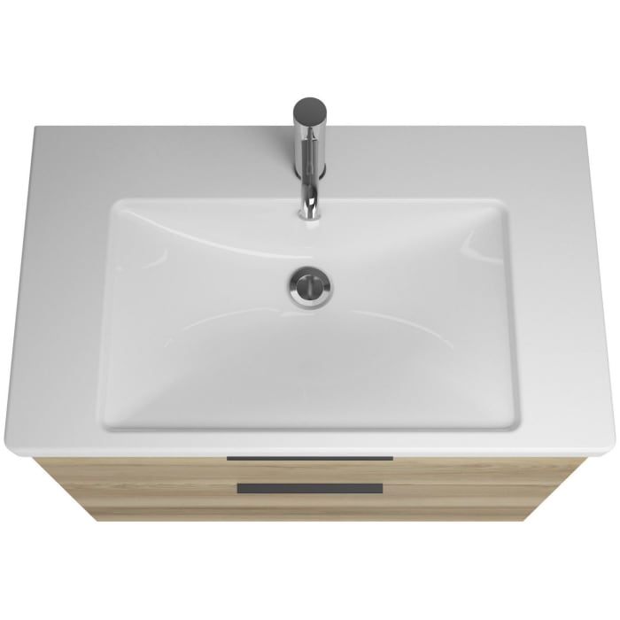 burgbad Eqio Waschtischkombination mit Keramik-Waschtisch, 83 cm, mit Griff G0200