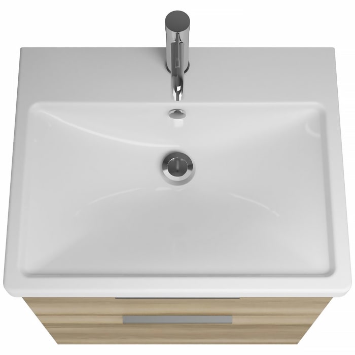 burgbad Eqio Waschtischkombination mit Keramik-Waschtisch mit LED-Beleuchtung, 63 cm, mit Griff G0200