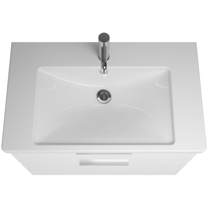 burgbad Eqio Waschtischkombination mit Keramik-Waschtisch mit LED-Beleuchtung, 83 cm, mit Griff G0146