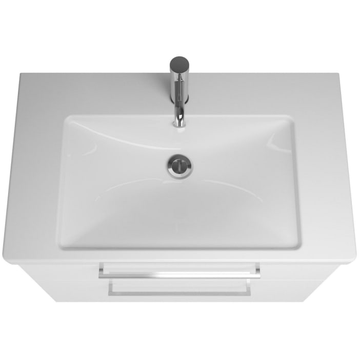 burgbad Eqio Waschtischkombination mit Keramik-Waschtisch mit LED-Beleuchtung, 83 cm, mit Stangengriff P95