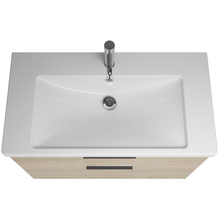 burgbad Eqio Waschtischkombination mit Keramik-Waschtisch mit LED-Beleuchtung, 93 cm, mit Griff G0200