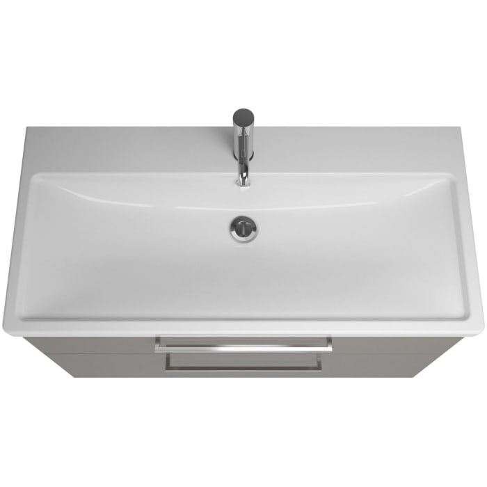 burgbad Eqio Waschtischkombination mit Keramik-Waschtisch mit LED-Beleuchtung, 103 cm, mit Stangengriff P95