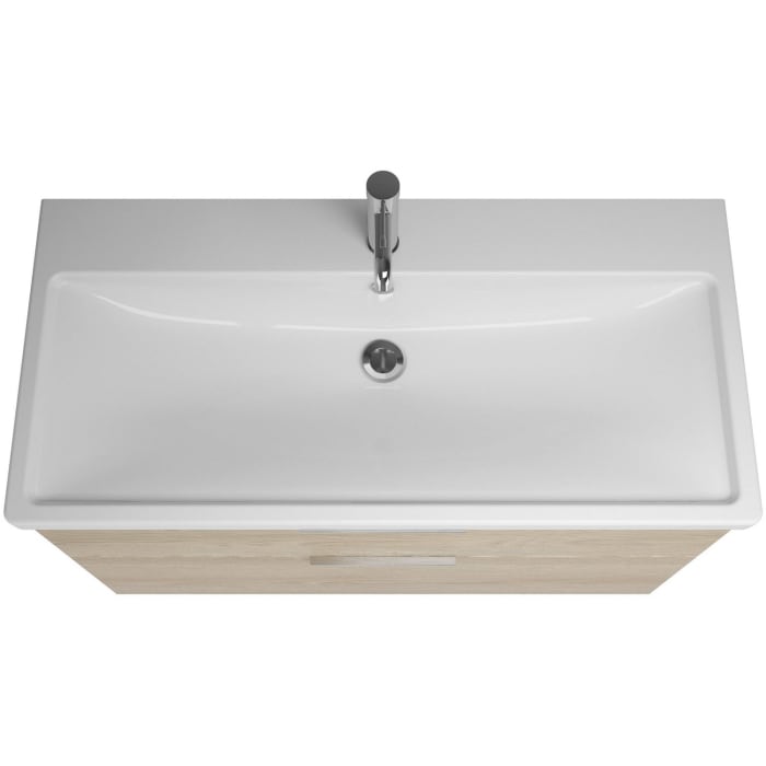 burgbad Eqio Waschtischkombination mit Keramik-Waschtisch mit LED-Beleuchtung, 103 cm, mit Griff G0146