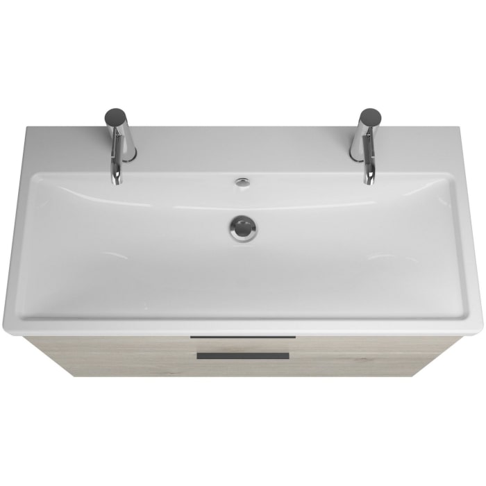 burgbad Eqio Waschtischkombination mit Keramik-Waschtisch mit LED-Beleuchtung, 103 cm, mit Griff G0200