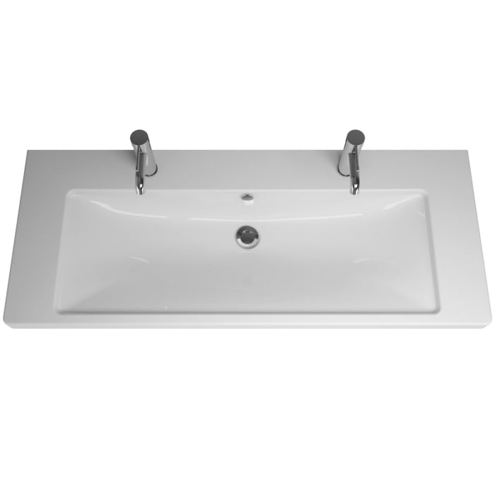 burgbad Eqio Keramikdoppelwaschtisch 123 x 49 cm mit 1 Beckenmulde